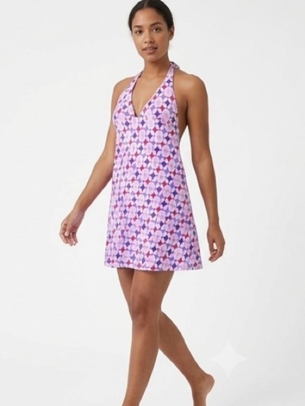 NWT Vintage Y2K Rampage Swim Halter Dress Geometric Print Size L